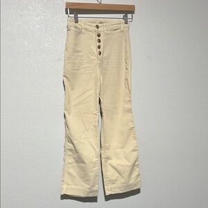 Faherty High-Waisted Cream Button-Fly Pants